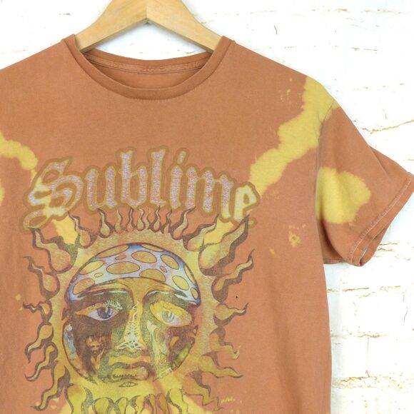 Sublime T-Shirt Men S Orange Yellow Tie Dye Sun Graphic Distressed Band Tee - Picture 3 of 9